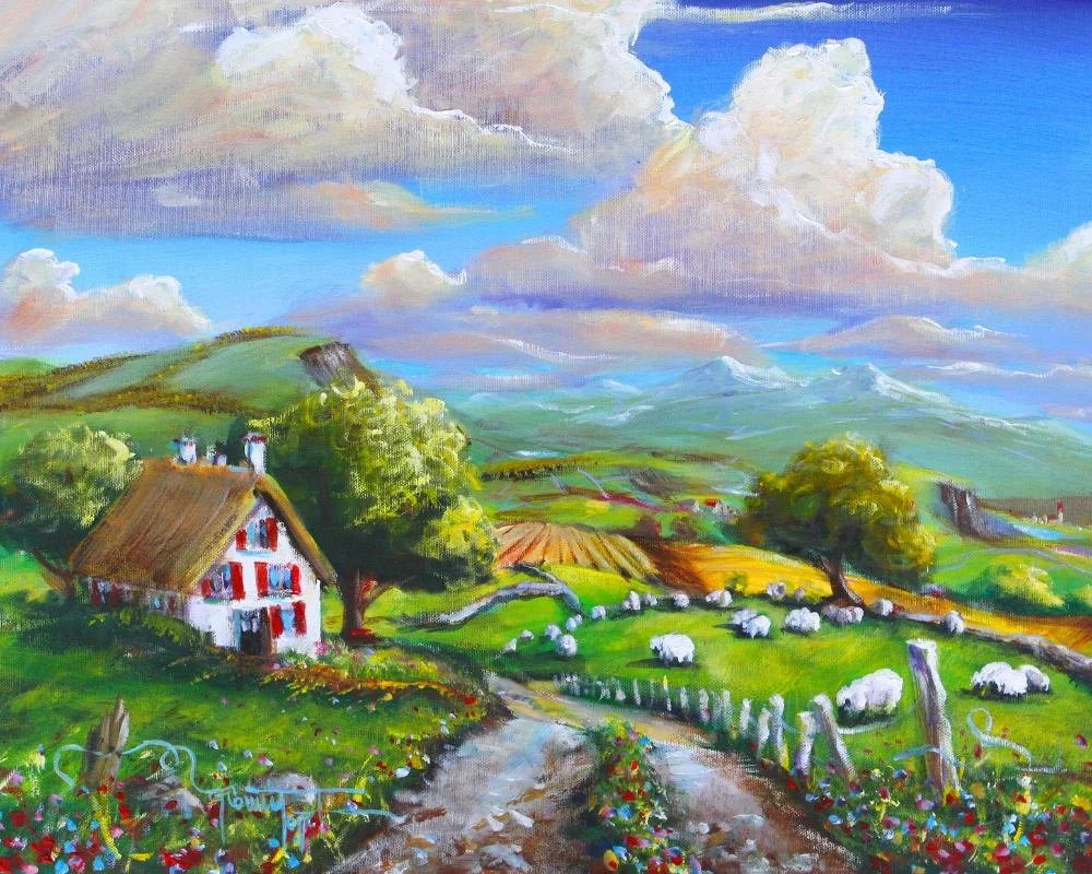 Landscape Art Prints — Funny Sheep Art by Conni Togel